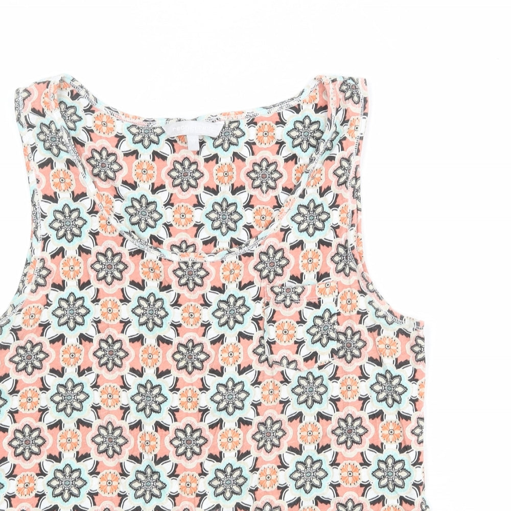 Red Herring Womens Multicoloured Geometric 100% Cotton Basic Tank Size 12 Scoop Neck
