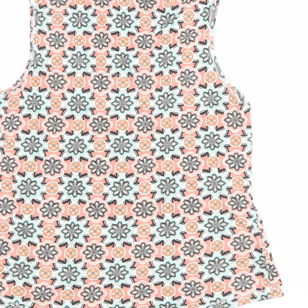 Red Herring Womens Multicoloured Geometric 100% Cotton Basic Tank Size 12 Scoop Neck