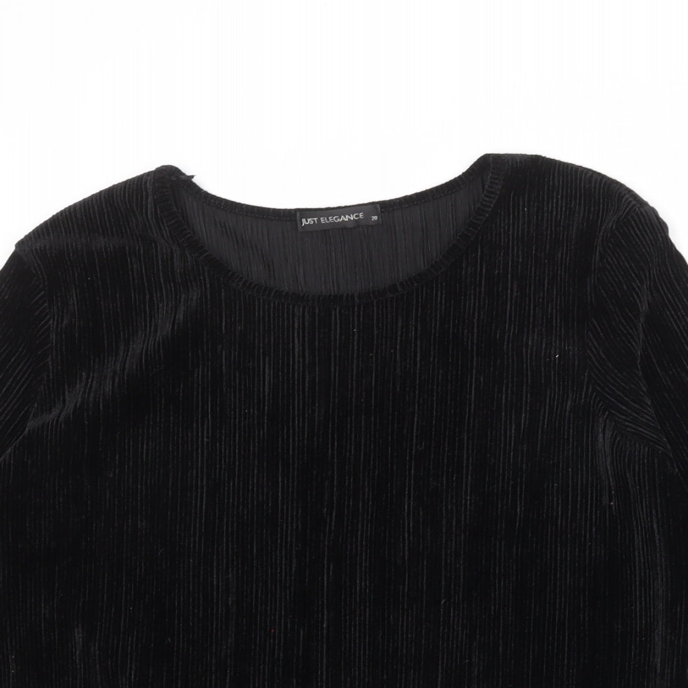 Just Elegance Womens Black Polyester Basic Blouse Size 20 Round Neck