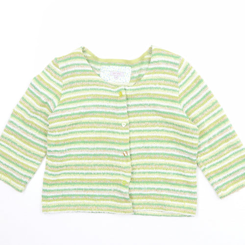 Per Una Womens Multicoloured Round Neck Striped Acrylic Cardigan Jumper Size 16