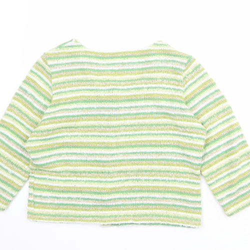 Per Una Womens Multicoloured Round Neck Striped Acrylic Cardigan Jumper Size 16