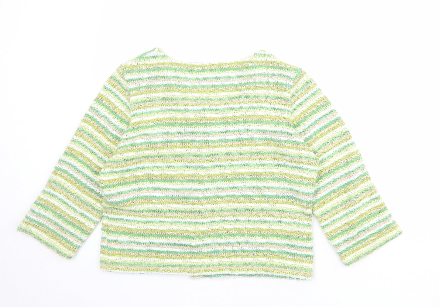 Per Una Womens Multicoloured Round Neck Striped Acrylic Cardigan Jumper Size 16