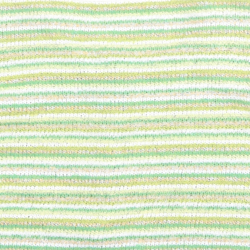 Per Una Womens Multicoloured Round Neck Striped Acrylic Cardigan Jumper Size 16