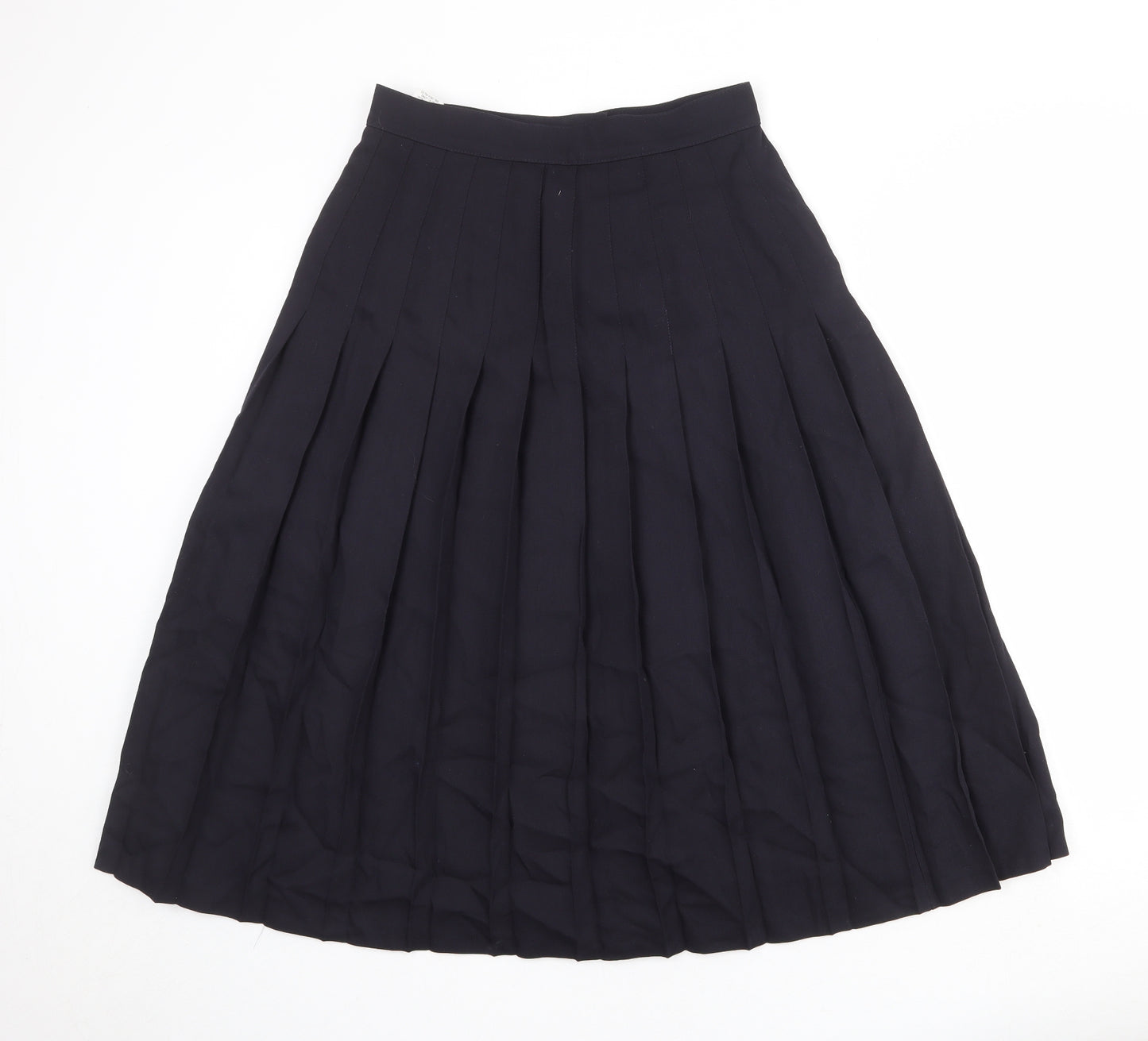 St Michael Womens Blue Polyester Pleated Skirt Size 14 Zip