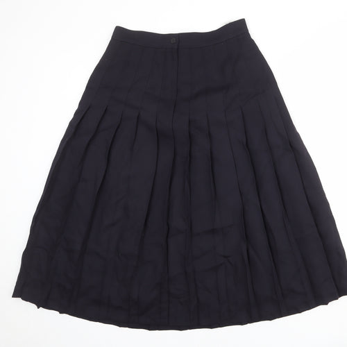 St Michael Womens Blue Polyester Pleated Skirt Size 14 Zip