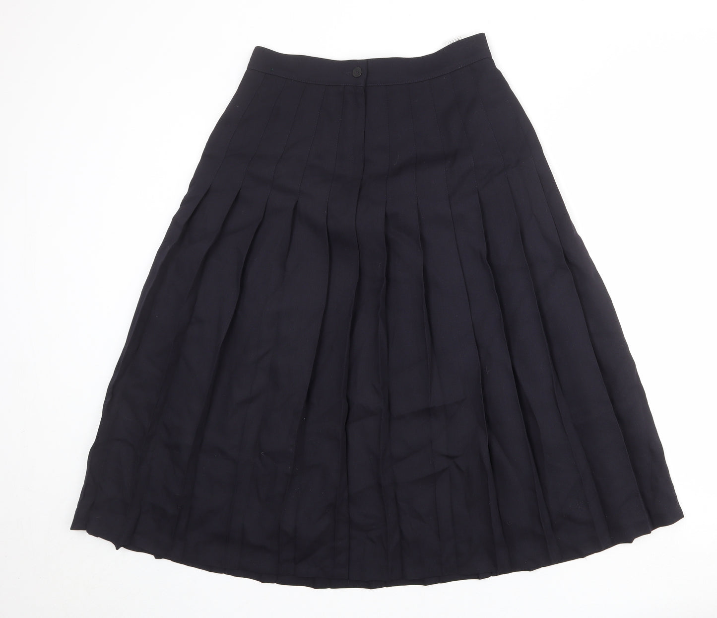 St Michael Womens Blue Polyester Pleated Skirt Size 14 Zip