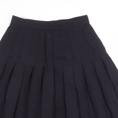 St Michael Womens Blue Polyester Pleated Skirt Size 14 Zip