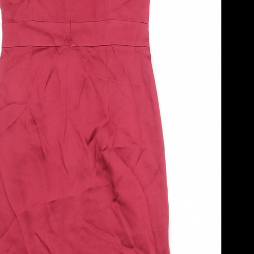 Monsoon Womens Red Acetate Shift Size 12 Round Neck Zip