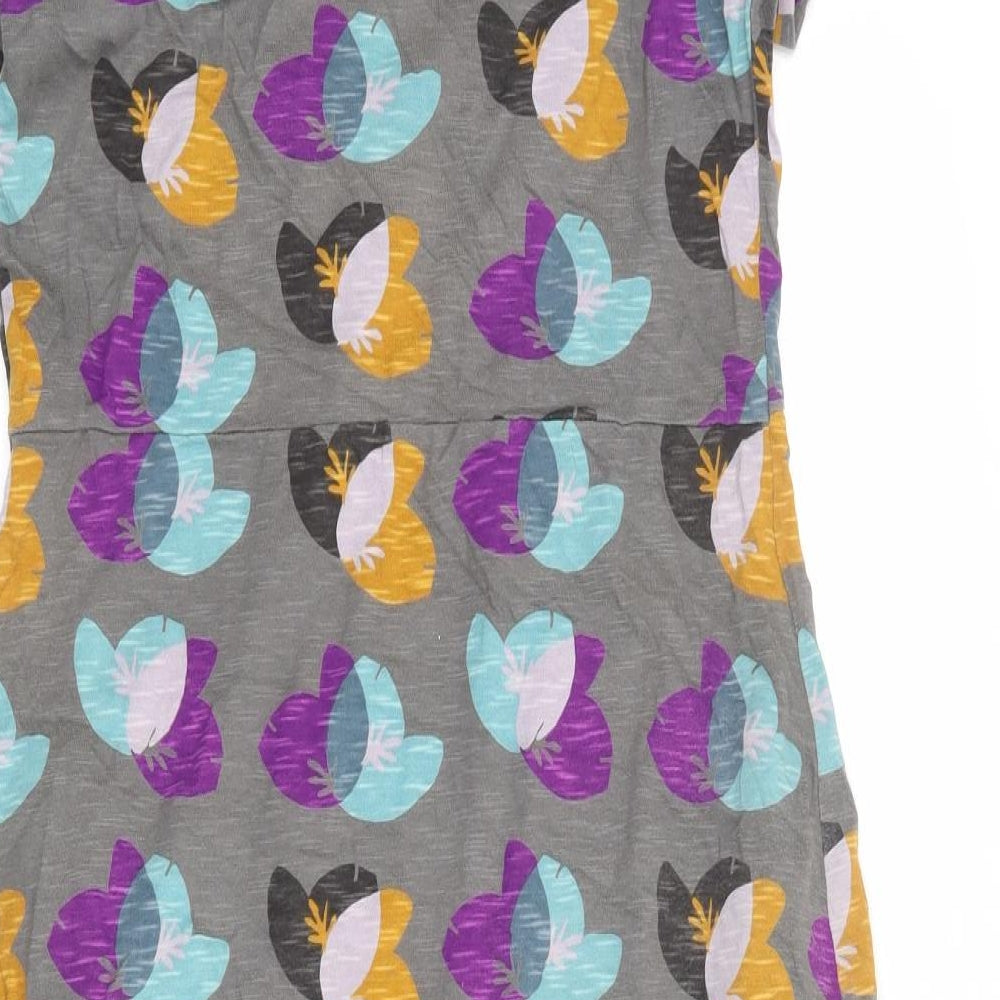 White Stuff Womens Grey Geometric 100% Cotton A-Line Size 10 V-Neck Pullover