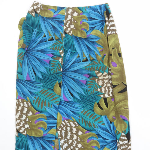 St Michael Womens Multicoloured Geometric Polyester Straight & Pencil Skirt Size 14 Zip - Leaf Pattern