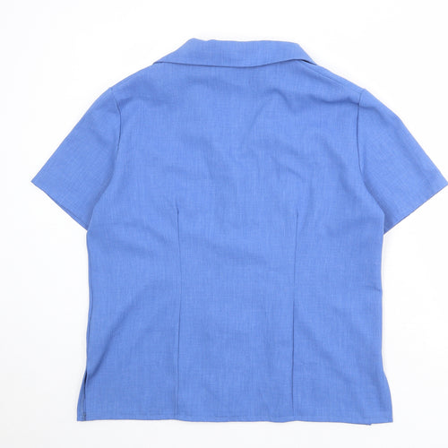 Damart Womens Blue Polyester Basic Button-Up Size 16 Collared - Flower