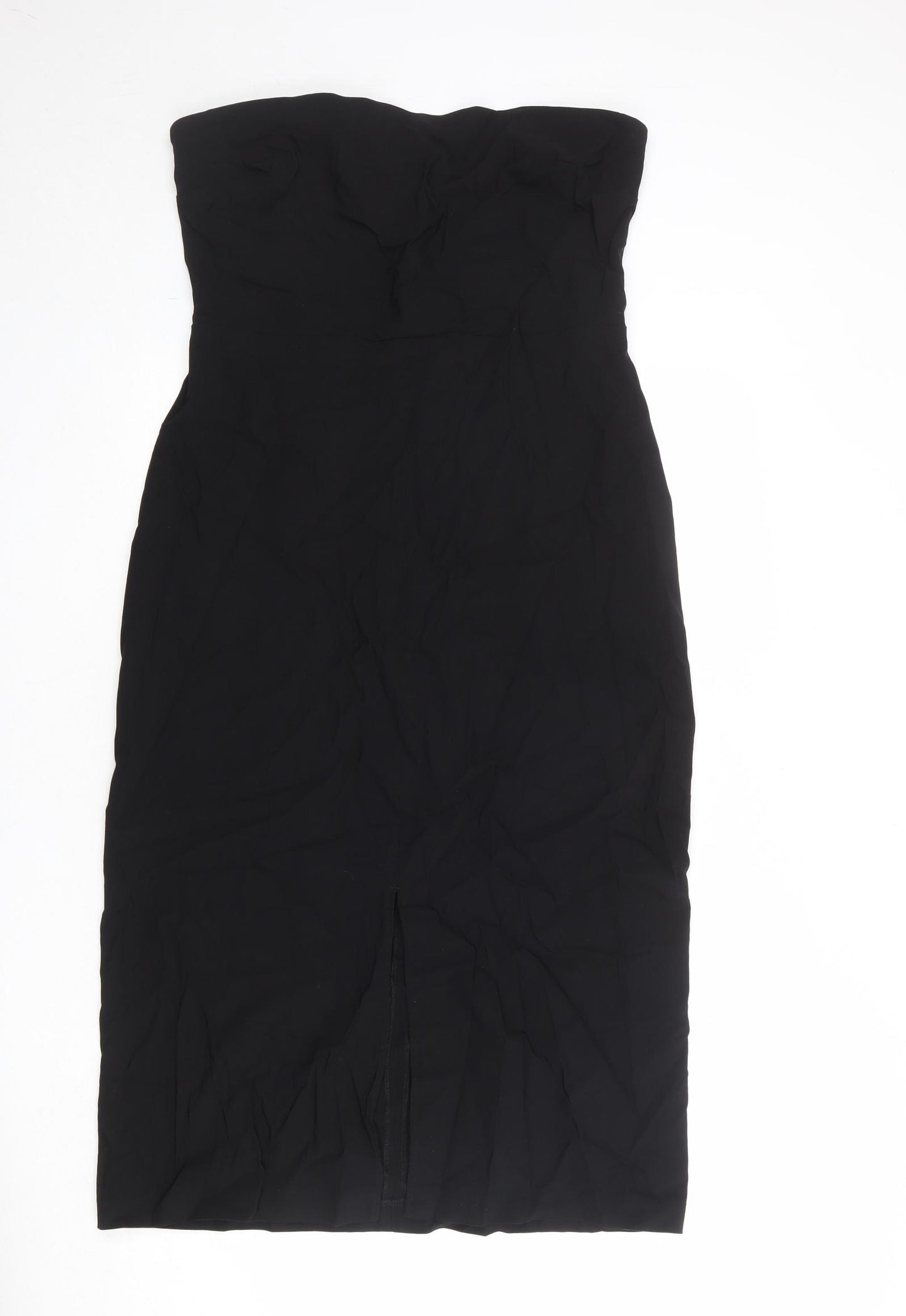 Marks and Spencer Womens Black Viscose A-Line Size 16 Off the Shoulder Zip