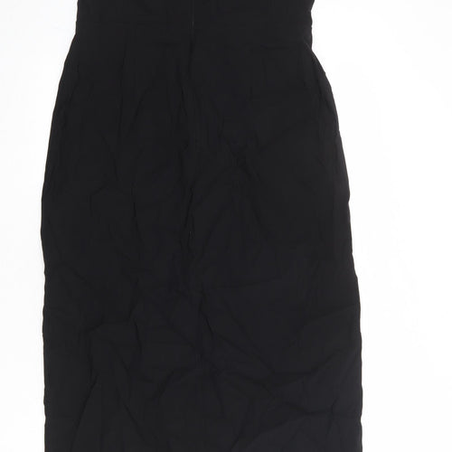 Marks and Spencer Womens Black Viscose A-Line Size 16 Off the Shoulder Zip