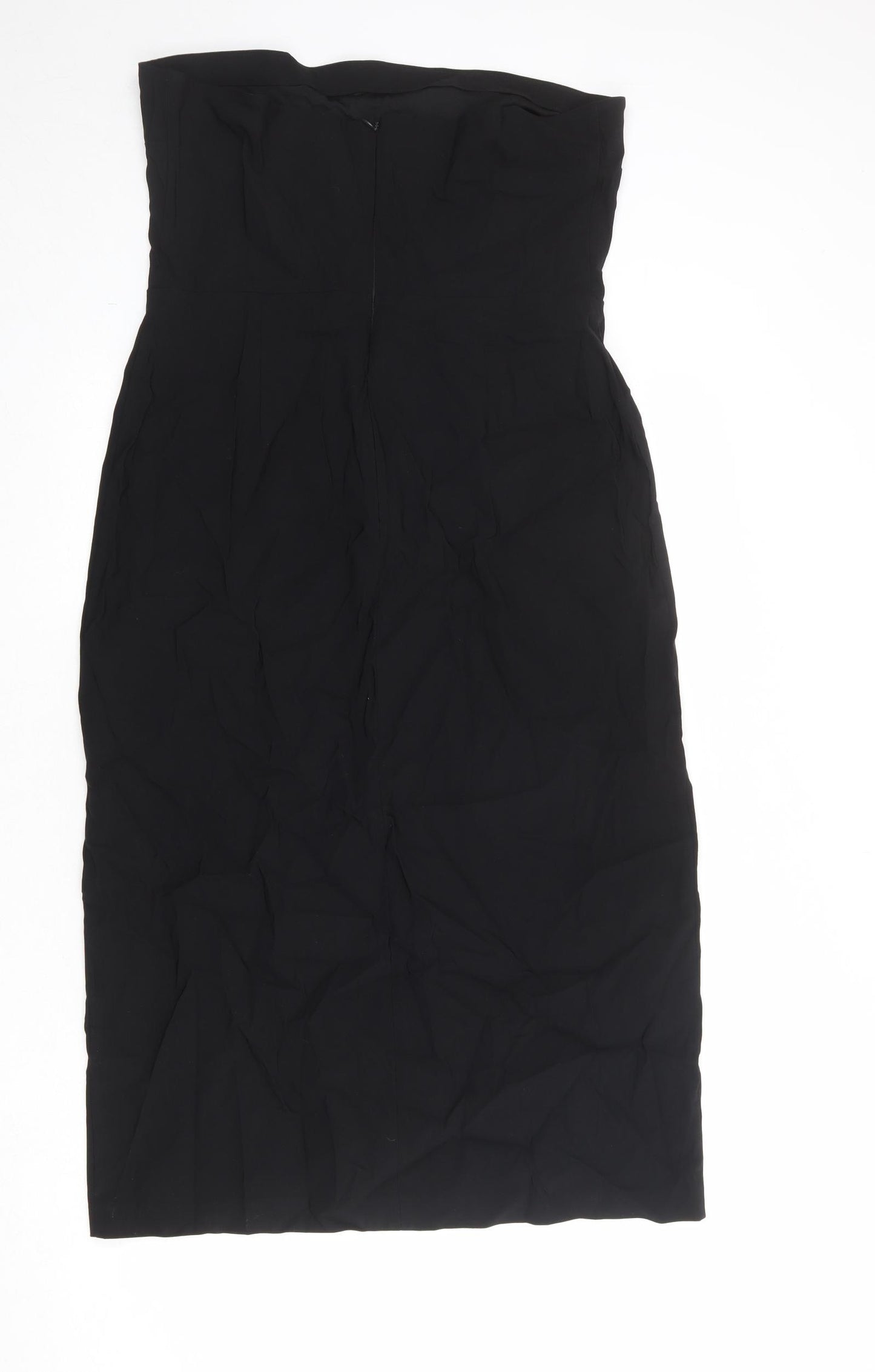 Marks and Spencer Womens Black Viscose A-Line Size 16 Off the Shoulder Zip