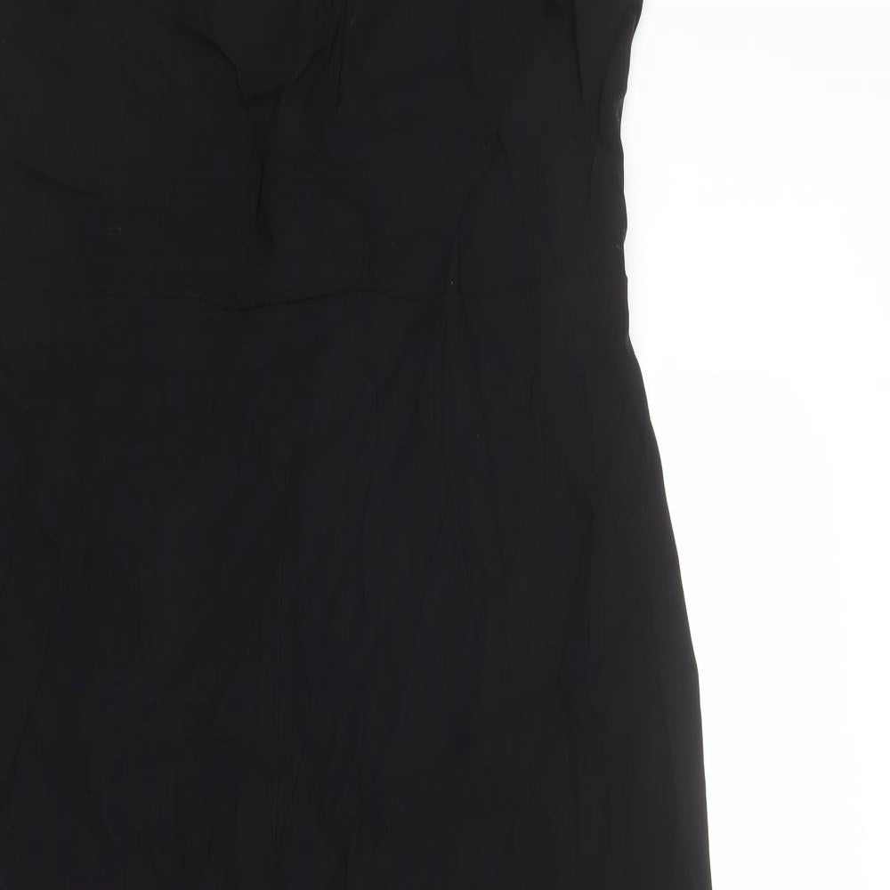 Marks and Spencer Womens Black Viscose A-Line Size 16 Off the Shoulder Zip