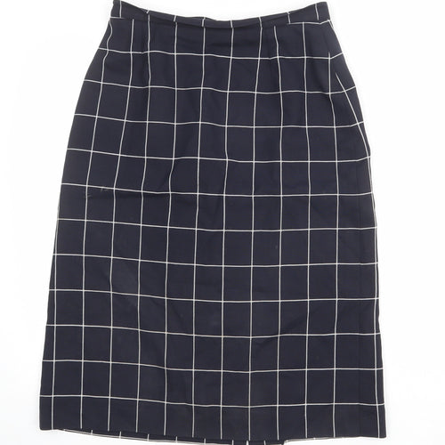 Planet Womens Blue Check Polyester A-Line Skirt Size 14 Zip