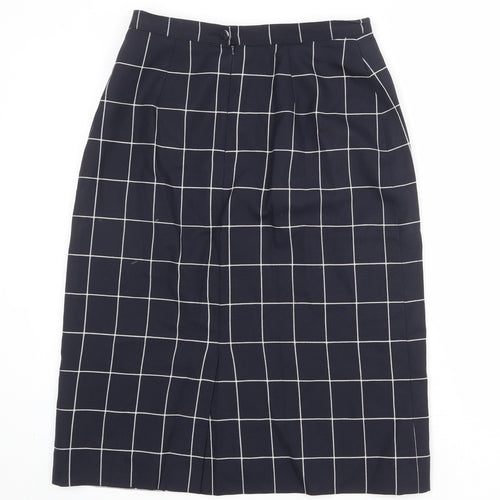Planet Womens Blue Check Polyester A-Line Skirt Size 14 Zip