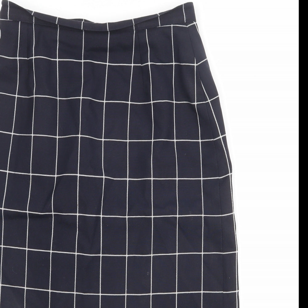 Planet Womens Blue Check Polyester A-Line Skirt Size 14 Zip