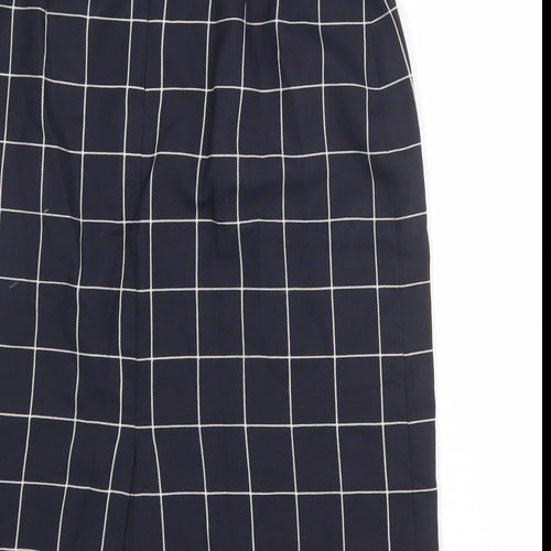 Planet Womens Blue Check Polyester A-Line Skirt Size 14 Zip