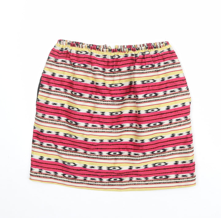 Carven Womens Multicoloured Geometric Cotton A-Line Skirt Size 8 Zip