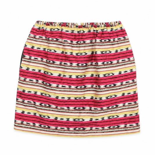 Front view of Carven women’s multicoloured geometric cotton a-line skirt, size UK 8, zip