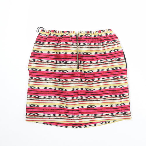 Carven Womens Multicoloured Geometric Cotton A-Line Skirt Size 8 Zip