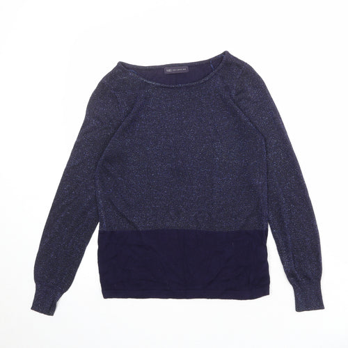 Marks and Spencer Womens Blue Boat Neck Viscose Pullover Jumper Size 10