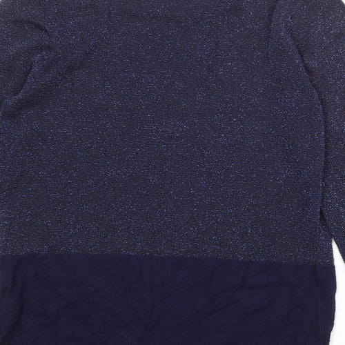 Marks and Spencer Womens Blue Boat Neck Viscose Pullover Jumper Size 10