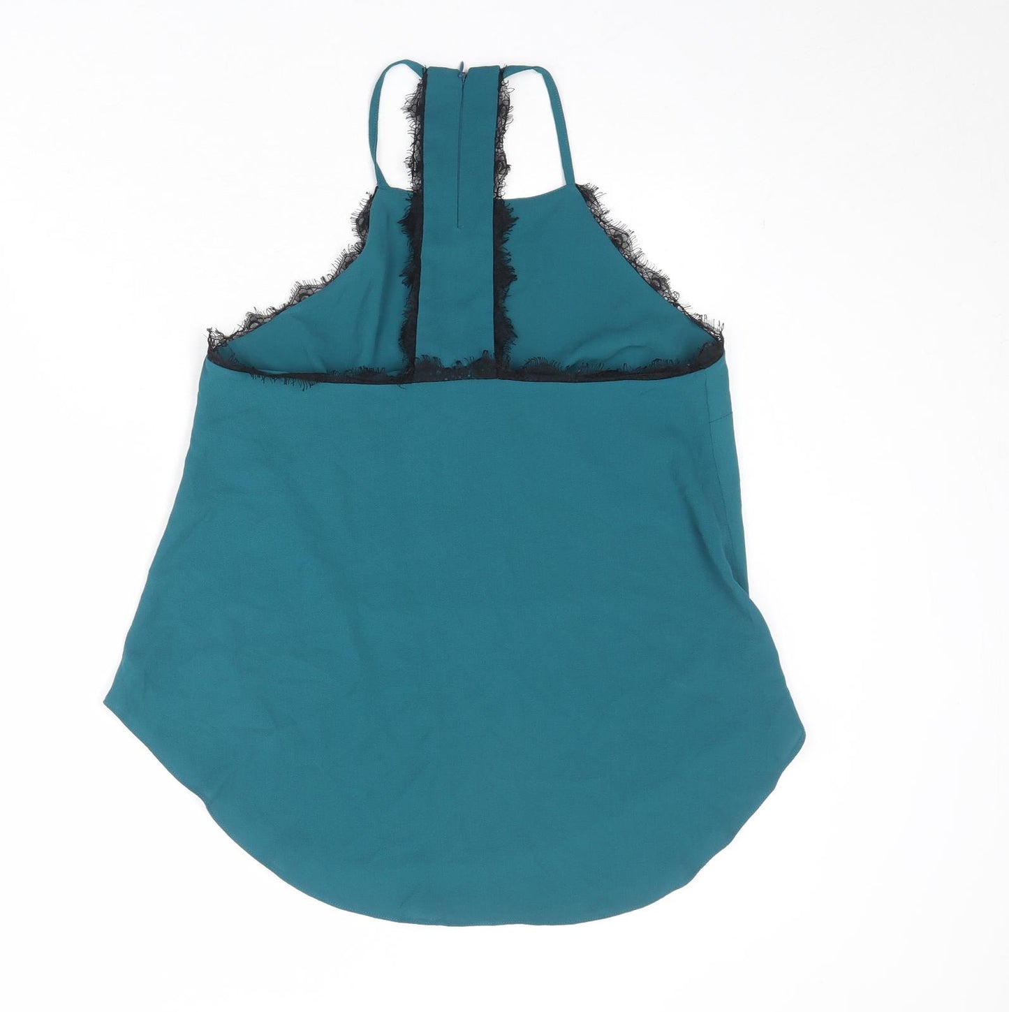 New Look Womens Blue Polyester Basic Tank Size 12 Square Neck - Lace Neckline