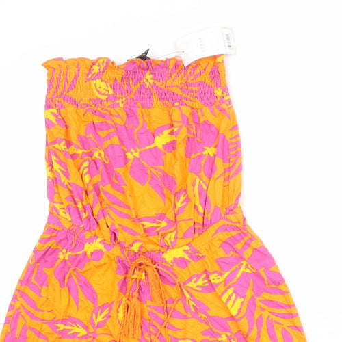 Lipsy Womens Orange Floral Viscose Playsuit One-Piece Size 8 Pullover