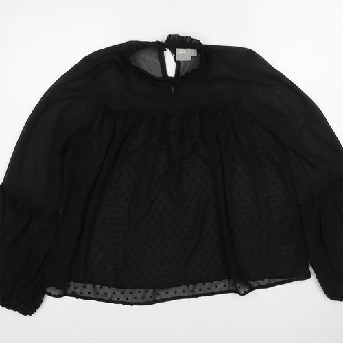 ASOS Womens Black Polka Dot Polyester Basic Blouse Size 10 Round Neck