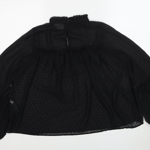 ASOS Womens Black Polka Dot Polyester Basic Blouse Size 10 Round Neck