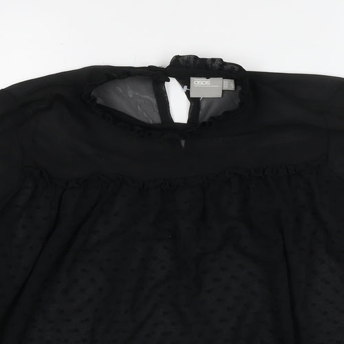 ASOS Womens Black Polka Dot Polyester Basic Blouse Size 10 Round Neck