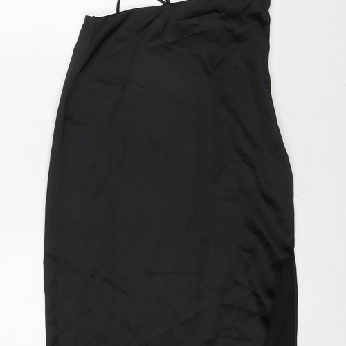 Zara Womens Black Polyester Bodycon Size XS V-Neck Zip