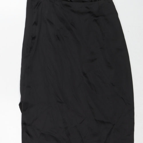 Zara Womens Black Polyester Bodycon Size XS V-Neck Zip