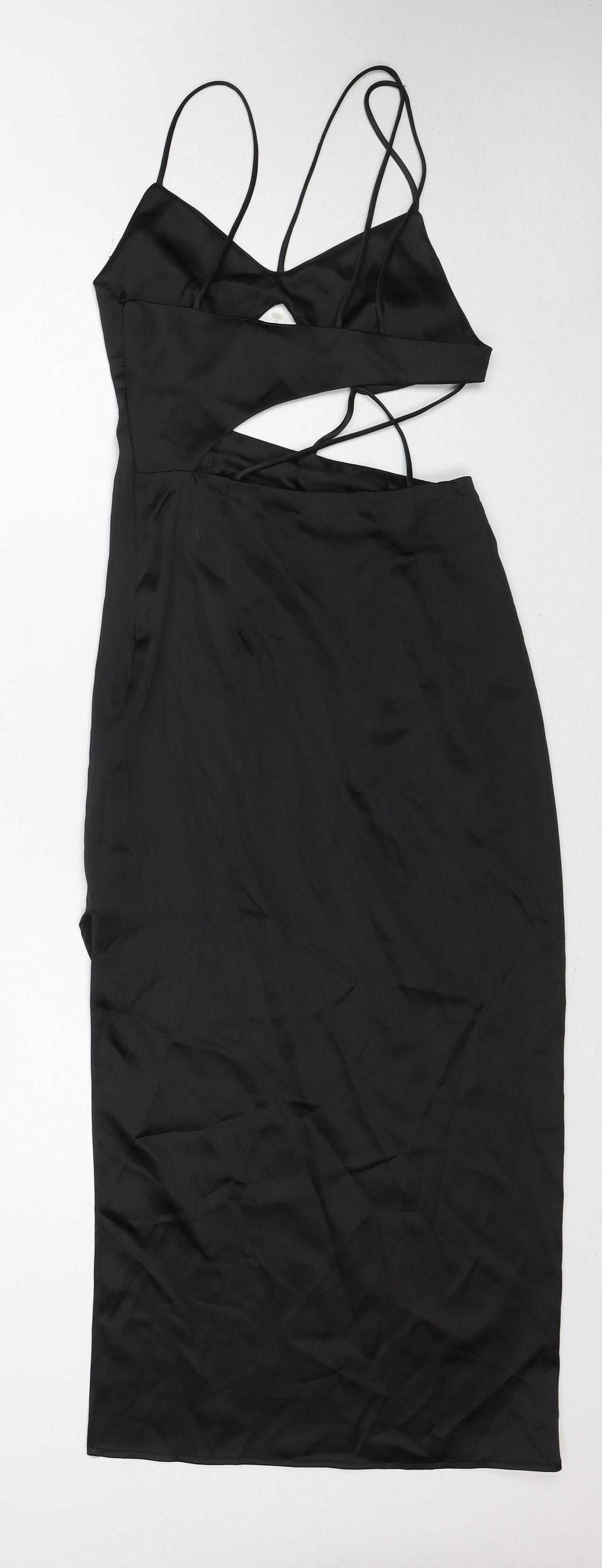 Zara Womens Black Polyester Bodycon Size XS V-Neck Zip