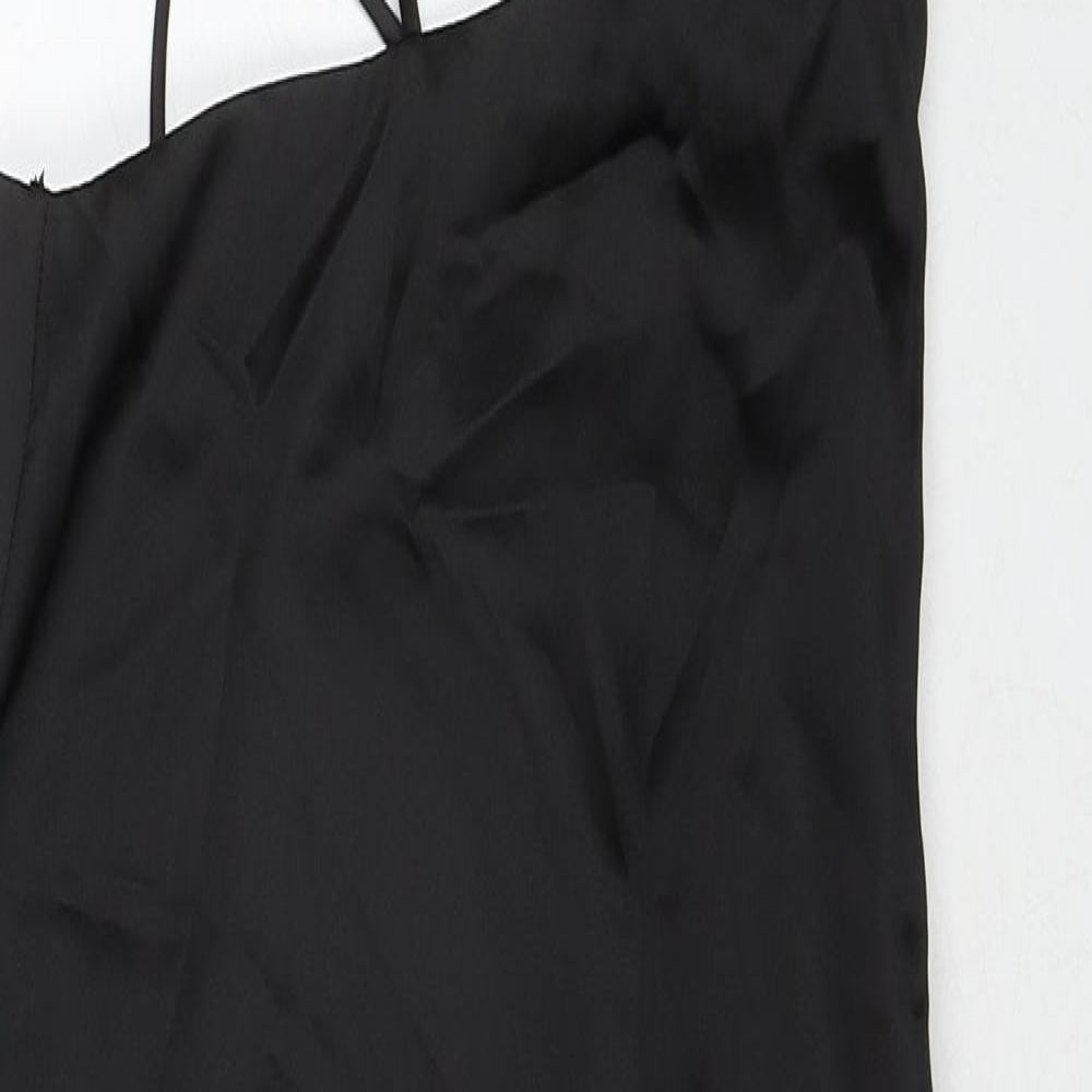 Zara Womens Black Polyester Bodycon Size XS V-Neck Zip