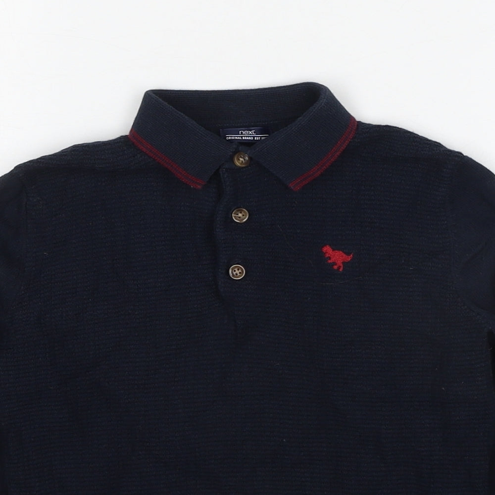 NEXT Boys Blue Collared Cotton Pullover Jumper Size 4-5 Years Pullover