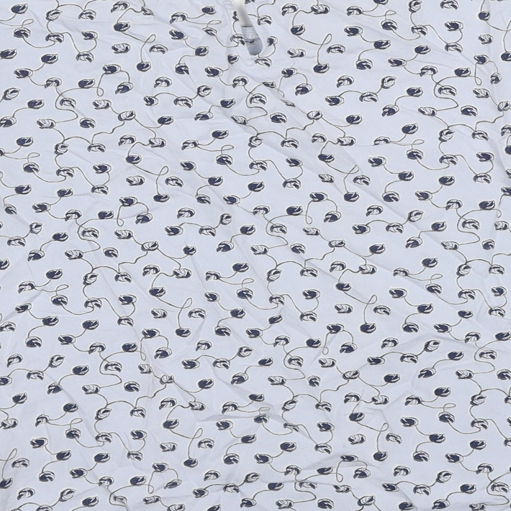 Pieces Womens Blue Geometric Viscose Basic Blouse Size M Round Neck