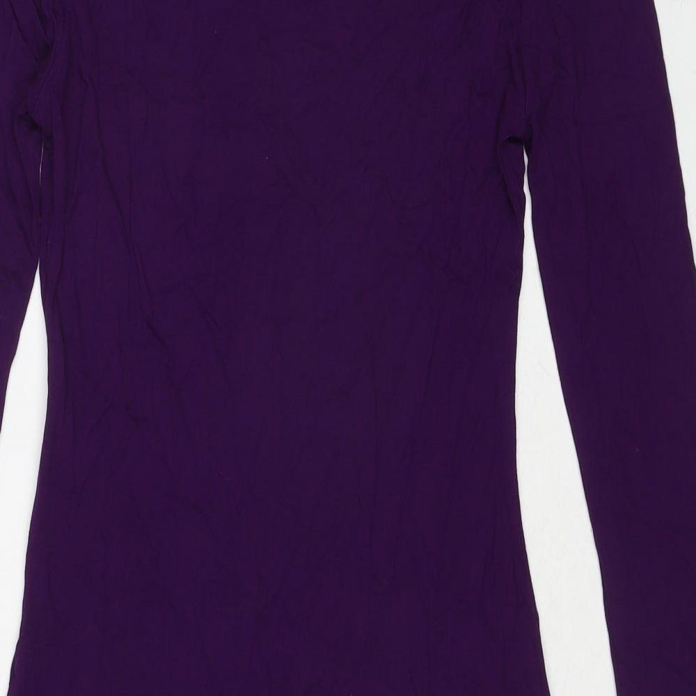Joe Browns Womens Purple Geometric Viscose Jumper Dress Size 8 V-Neck Pullover
