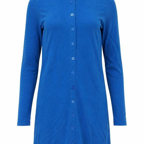 Motel Womens Blue Cotton Shirt Dress Size M Collared Button