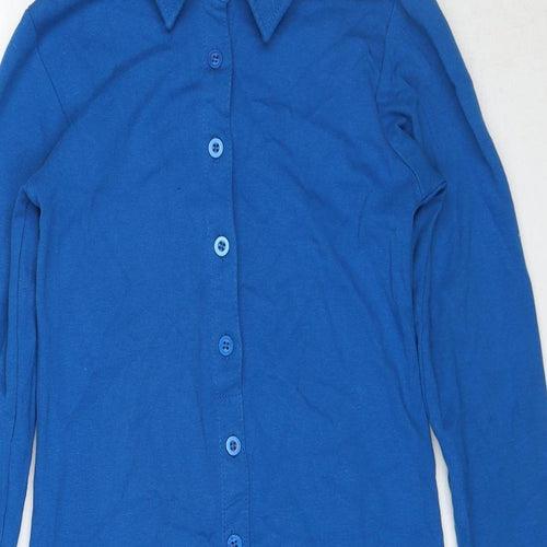 Motel Womens Blue Cotton Shirt Dress Size M Collared Button