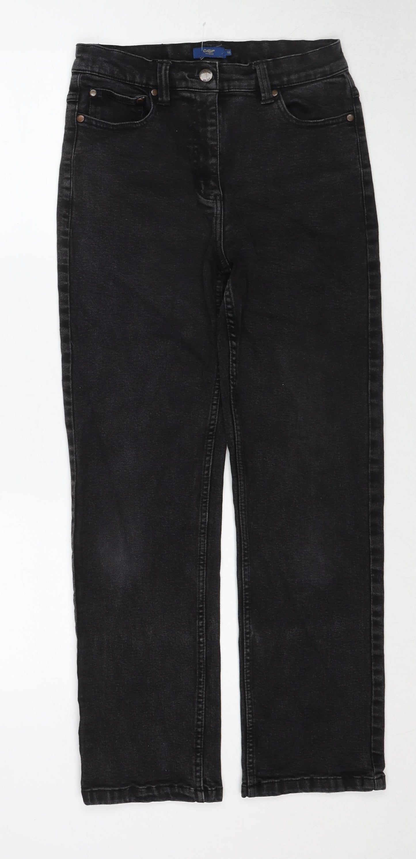 Cotton Traders Womens Black Cotton Straight Jeans Size 10 Regular Zip