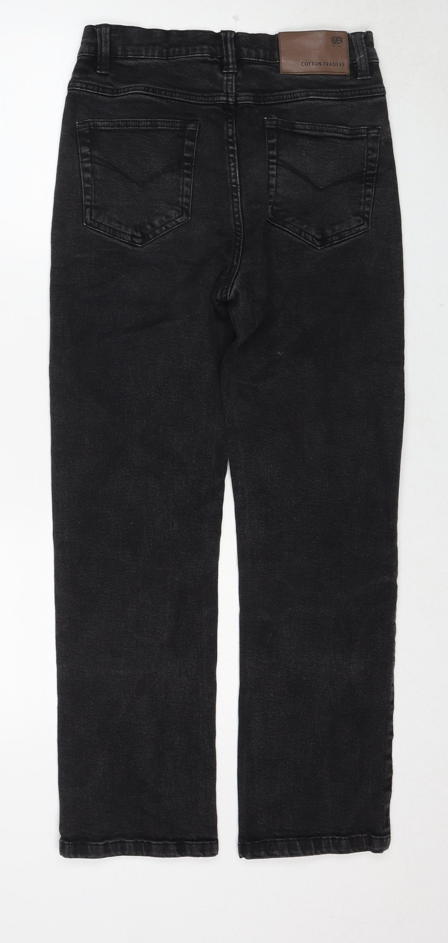 Cotton Traders Womens Black Cotton Straight Jeans Size 10 Regular Zip
