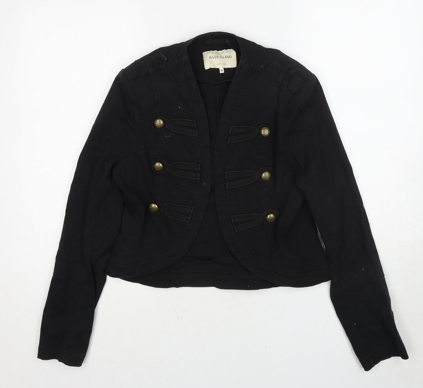 River Island Womens Black Military Jacket Jacket Size 10