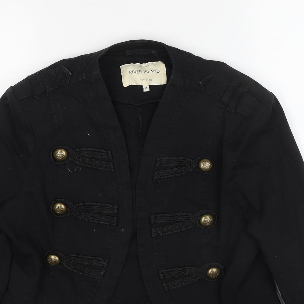 River Island Womens Black Military Jacket Jacket Size 10