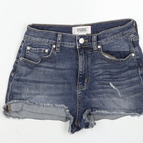 PINK Womens Blue Cotton Cut-Off Shorts Size 6 Regular Zip