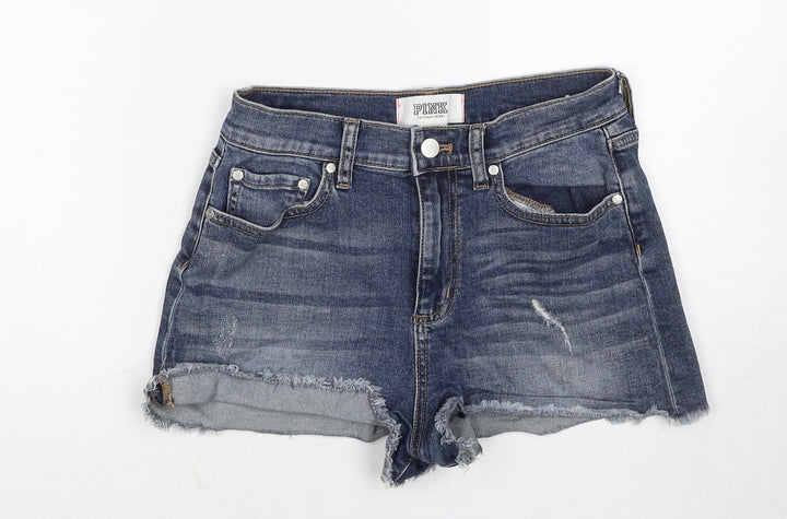 PINK Womens Blue Cotton Cut-Off Shorts Size 6 Regular Zip
