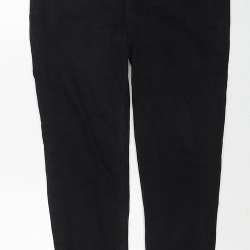 Marks and Spencer Womens Black Cotton Skinny Jeans Size 14 Regular Zip