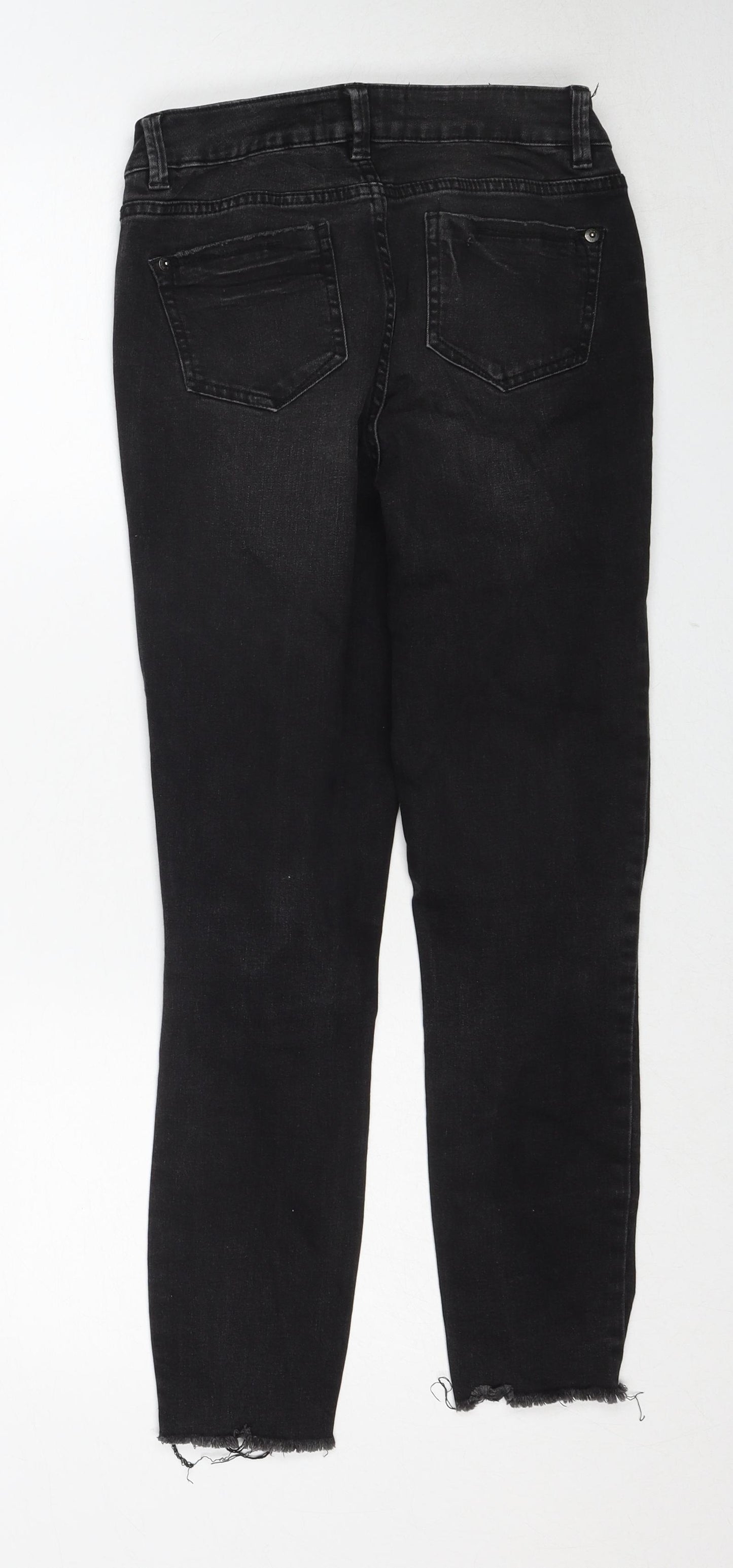 New Look Girls Black Cotton Skinny Jeans Size 13 Years Regular Zip - Distressed